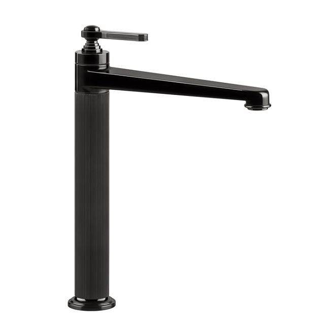 Gessi Venti20 Смеситель для раковины на 1 отверстие, однорычажный, высокий, в комплекте с донным клапаном, Black Metal PVD