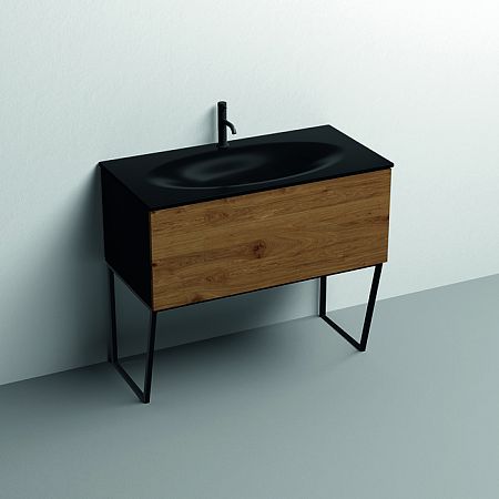 Комплект мебели Kerasan Shape Mobile 102х52см, напольный, 1 ящик, цвет: дуб/черный матовый
