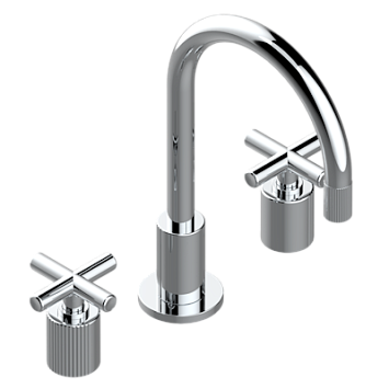 Смеситель для раковины THG Estrela на три отверстия устанавливаемый на борту с донным клапаном - высокий излив