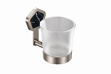 Jorger Shado Стакан подвесной, вставка из камня Black Marble, цвет satin nickel (матовый никель)