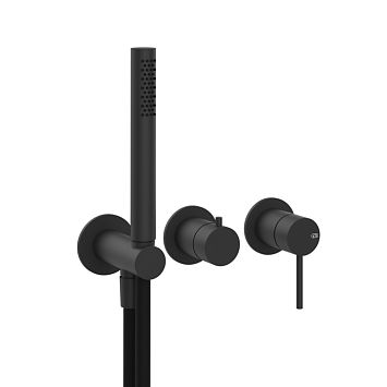 Gessi 316 Смеситель встраиваемый на 2 источника. с подводом воды, ручной лейкой, Black XL