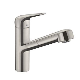 Смеситель для кухни Hansgrohe Focus однорычажный, на 1 отв., с выдвижной лейкой, 50см. мax., цвет: сталь купить в Москве: интернет-магазин StudioArdo