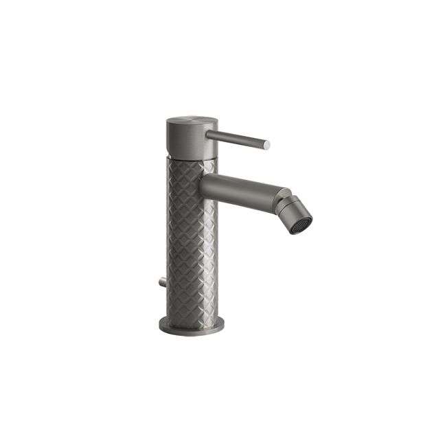 Gessi 316 Смеситель для биде на 1 отверстие с донным клапаном, излив 118мм, steel brushed