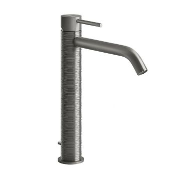 Gessi 316 Смеситель для раковины на 1 отверстие, высокий, h=305мм, с донным клапаном, излив 156мм, steel brushed