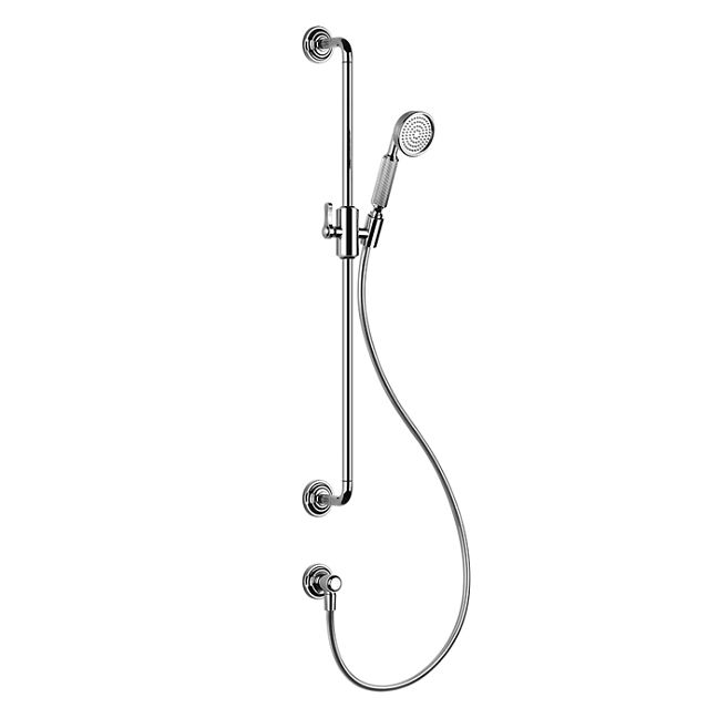 Душевой комплект Gessi Venti20: Штанга с ручным душем, гибким шлангом и выводом воды, цвет (720) никель.