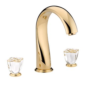 THG Petale de Cristal clair lisere dore Смеситель для ванны, 3 отв., цвет: золото/прозрачный хрусталь с золотым декором