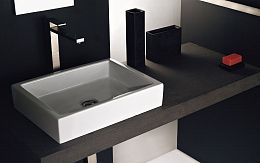 Gessi, Rettangolo, смеситель для раковины настольной, высота 296mm, с донным клапаном на 1/4&quot;, отделка сталь 149 купить в Москве: интернет-магазин StudioArdo