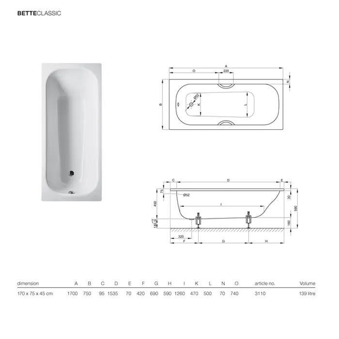 BETTE Classic Ванна с шумоизоляцией 180х75х45 мм., с шумоизоляцией, с 2отв. под ручки, с BetteGlasur  Plus , белая (для стандартного слива-перелива) купить в Москве: интернет-магазин StudioArdo