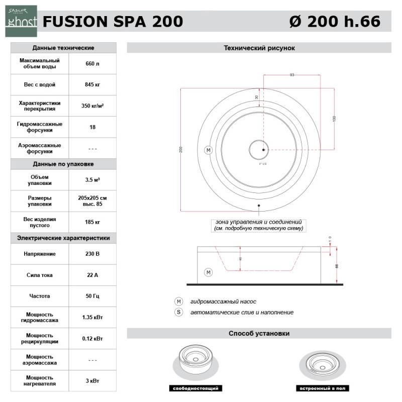 Гидромассажный бассейн Treesse SPA Fusion 200 отдельностоящий. круглый, 235x235x98h купить в Москве: интернет-магазин StudioArdo