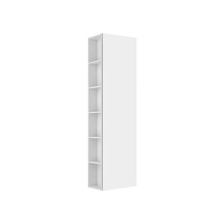 Keuco Plan Высокий шкаф-пенал 480 x 1750 x 300 мм, с 1 дверцей, петли слева,, корпус ламинированный матовый белый, фасад стекло белый глянцевый