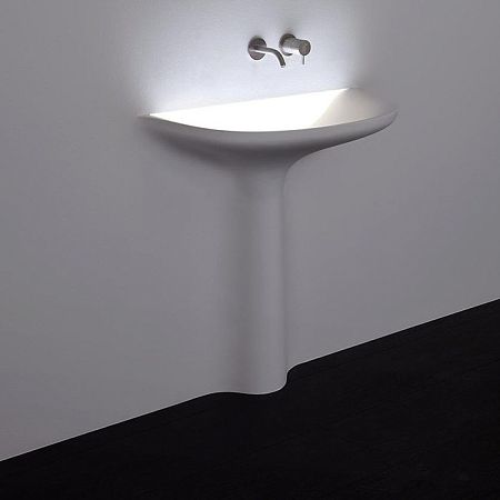 Antonio Lupi Calice Раковина встраиваемая в стену 900х965х480 мм., с подсветкой, донным клапаном, сифоном, гибким шлангом и трансф, Corian, цвет белый