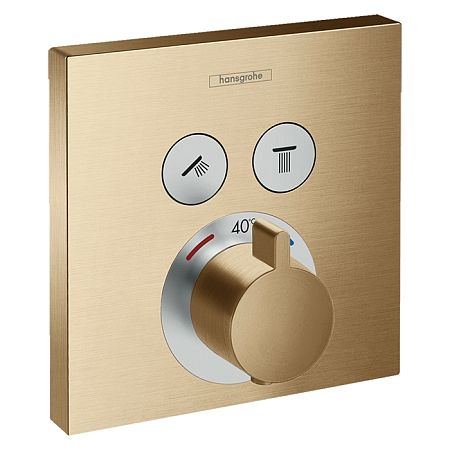 Смеситель для душа Hansgrohe ShowerSelect термостатический, на 2 источника, внешняя часть, цвет: шлифованная бронза
