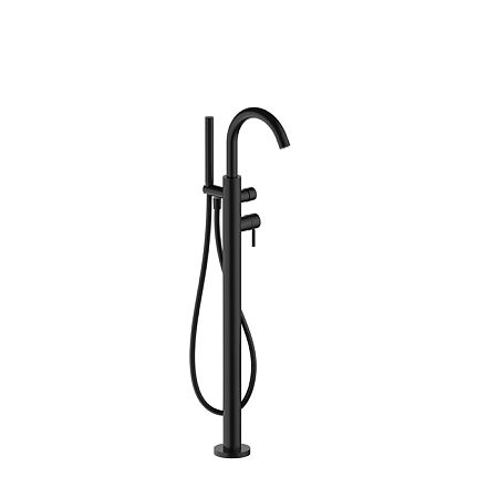 Fantini Nostromo Смеситель для ванны напольный, с ручным душем и шлангом 1500 мм., внешняя часть, цвет черный матовый