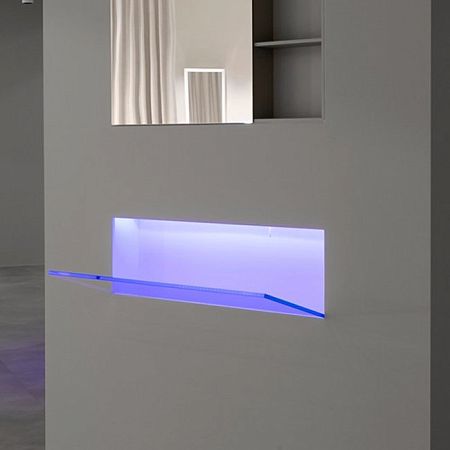 Antonio Lupi Battigia Раковина встраиваемая в стену 1080х515х607мм, с подсветкой, смеситель, донный клапан, сифон, Corian, стекло прозрачн, цвет белый