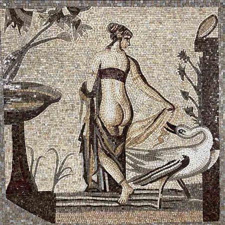 Художественное панно из мозаики Леда и лебедь уменьшенная копия мозаики 2 в.н.э. из музея в г. Палеопафос (Куклия) Art&Natura Decoro