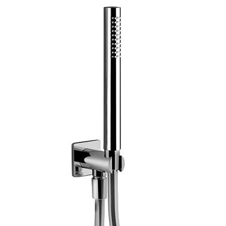Fantini Mint Душевой комплект с ручным душем, держателем с подводом воды и шлангом 1500 мм., цвет матовая натуральная сталь